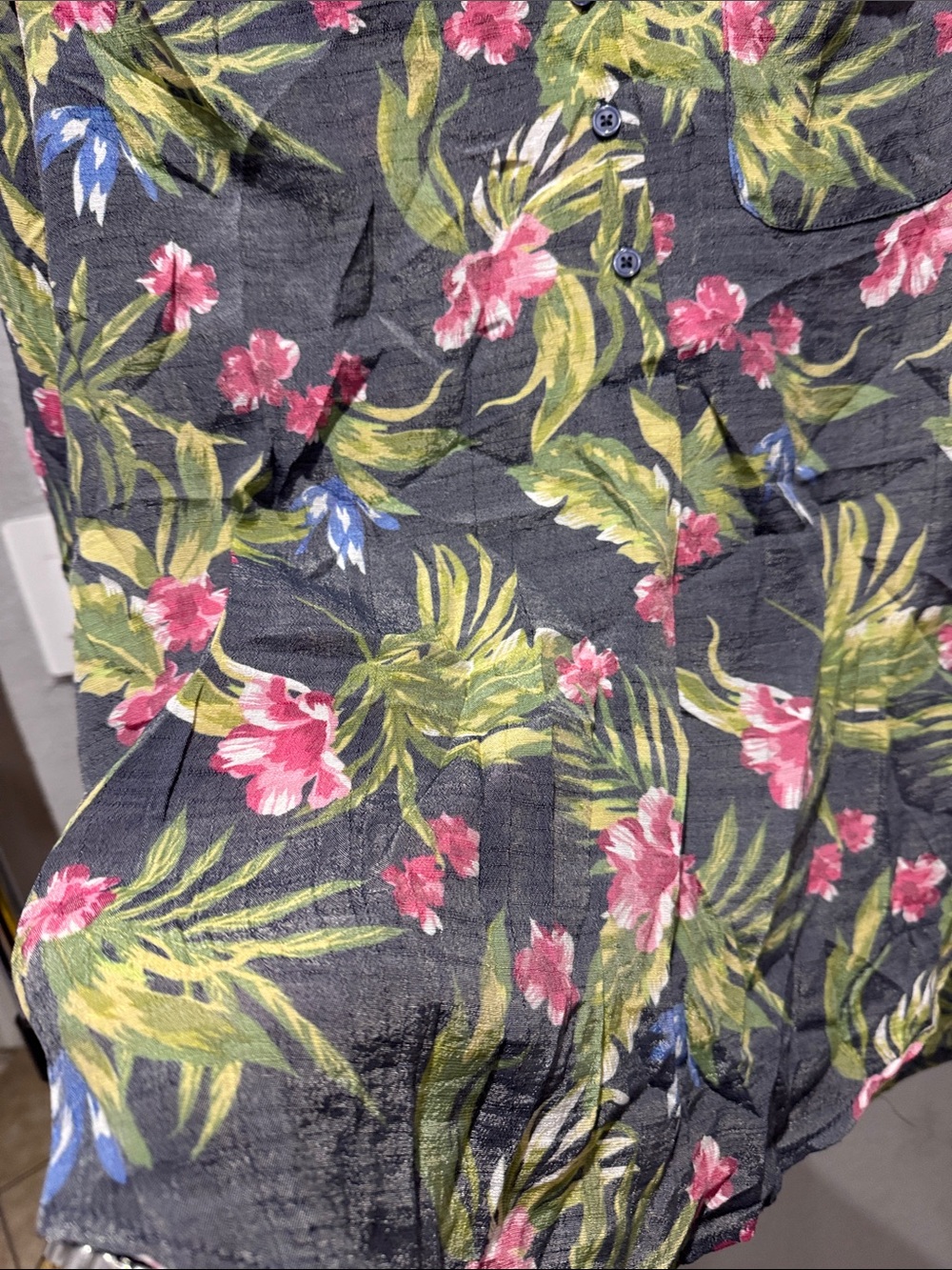 Fred David Navy Floral V-Neck Button Tunic - Picture 3 of 5